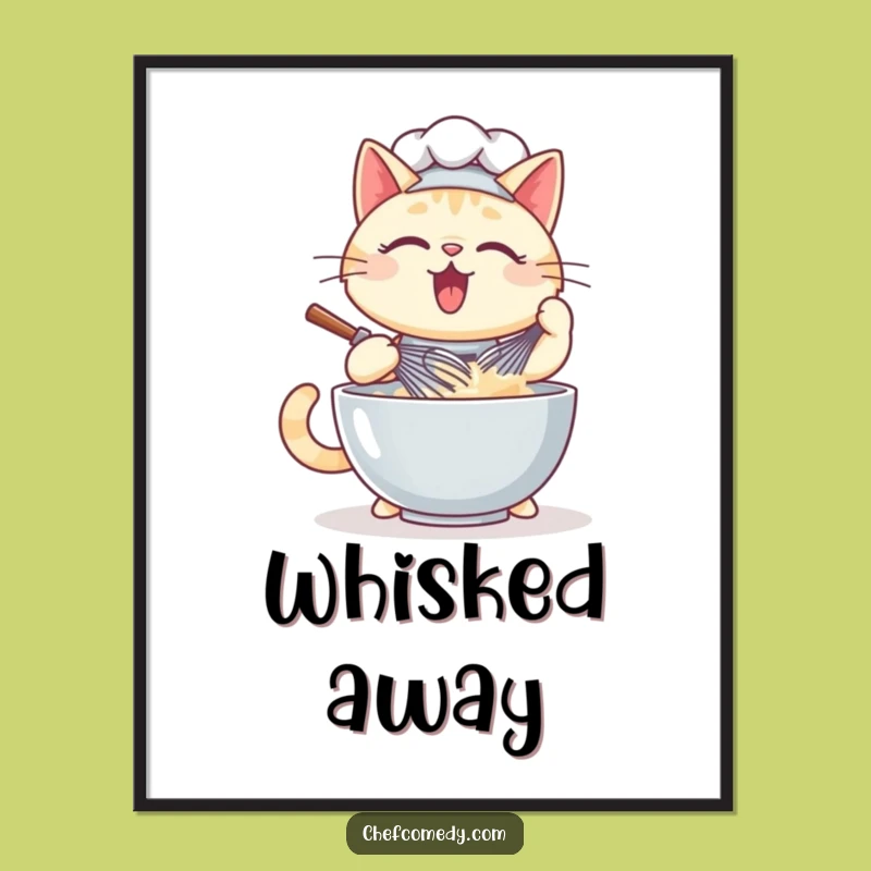 Funny Kawaii Cat Chef Poster - Culinary Art Print Gift