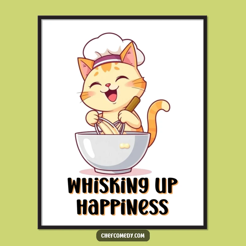 Funny Cat Chef Poster - Baker Kitty Art, Hilarious Gift