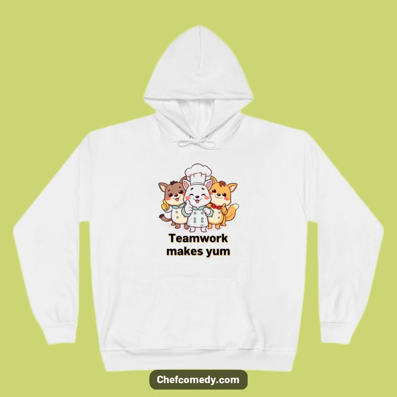 Cozy Funny Animal Chefs Hoodie: Warm Apparel with Group Thumbs Up