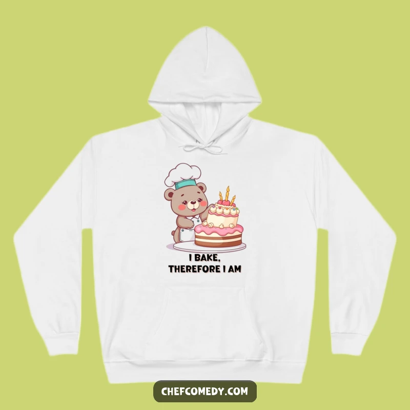 Cozy Funny Bear Chef Hoodie: Warm & Hilarious Cake Decorating Apparel
