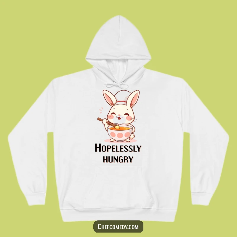 Cozy Funny Rabbit Chef Hoodie - Warm Up with Delicious Soup Art!