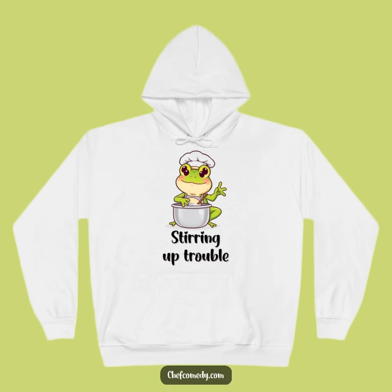 Funny Kawaii Frog Chef Hoodie: Cozy Cooking Companion, Hilarious Gift for Kitchen Enthusiasts!