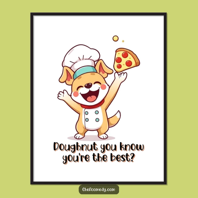 Free Printable Funny Dog Chef Wall Art - Pizza Toss Downloadable Decor