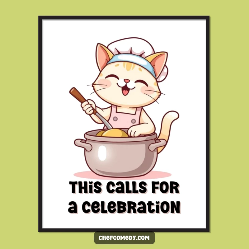 Free Printable Cat Chef Wall Art - Happy Stirring Downloadable Decor