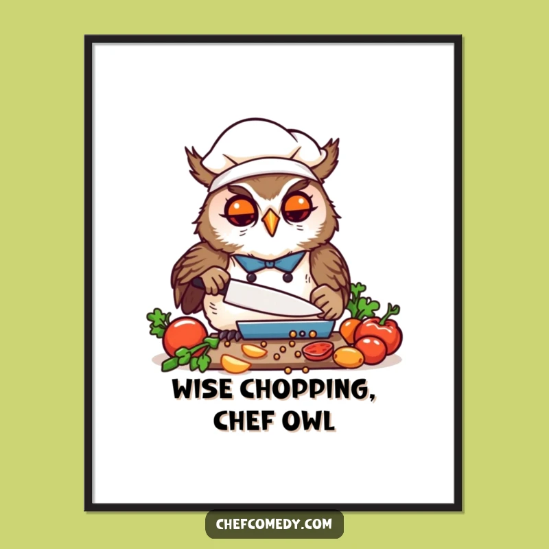 Free Printable Kawaii Owl Chef Veggie Art - Funny Downloadable Kitchen Decor!
