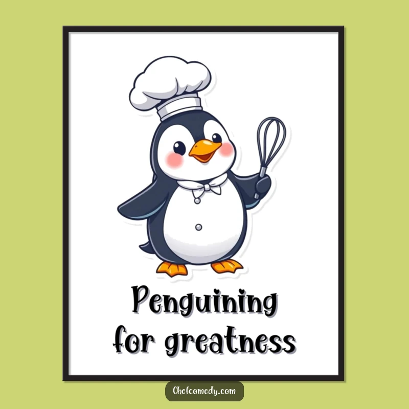 Free Printable Penguin Chef Wall Art: Funny Downloadable Kitchen Decor
