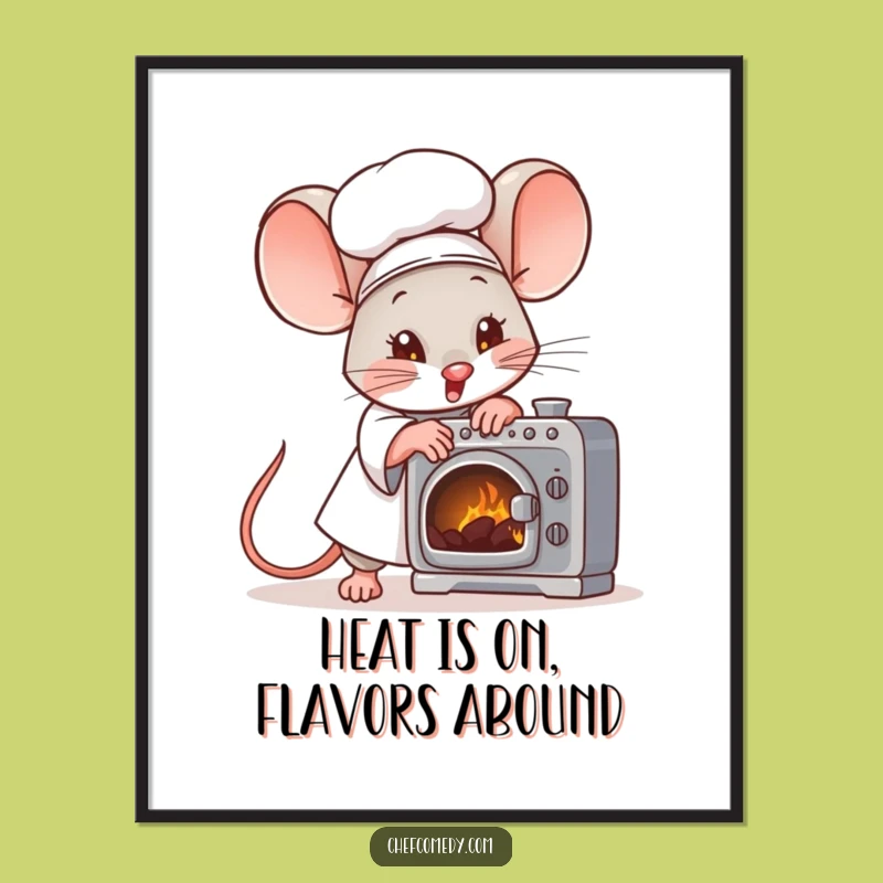 Funny Free Printable Wall Art: Mouse Chef Tiny Oven, Humorous Downloadable Decor