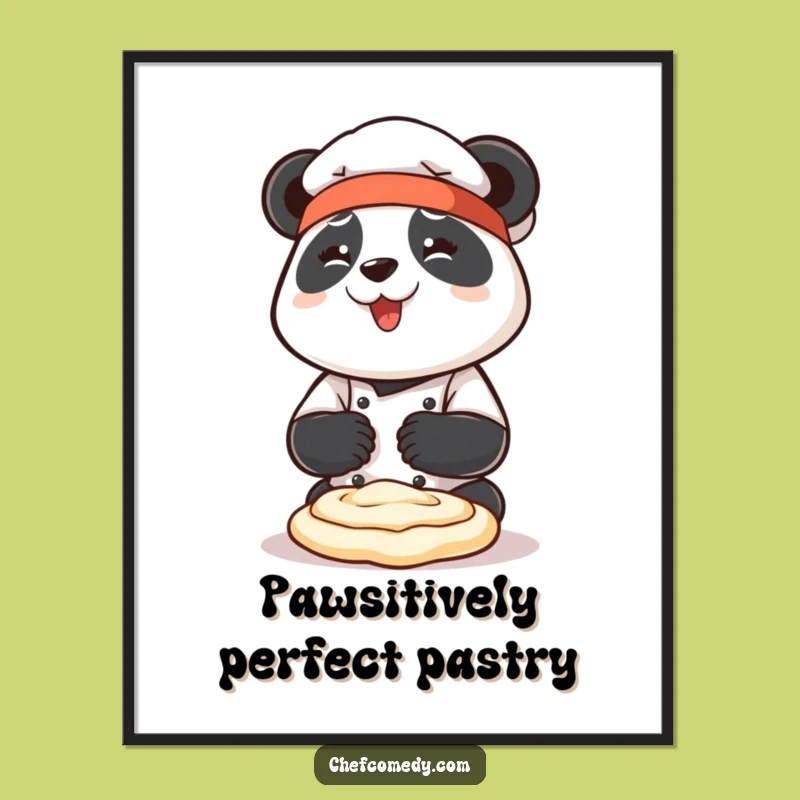 Funny Free Printable Wall Art: Panda Chef Dough Kneading, Humorous Downloadable Decor