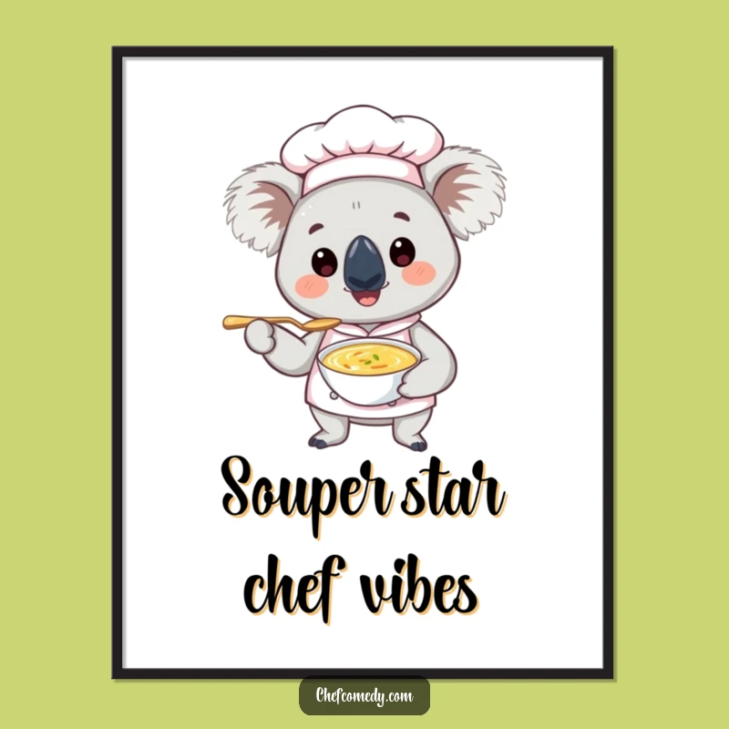 Funny Koala Chef Wall Art Free Printable: Cute Animal Downloadable Decor Gift