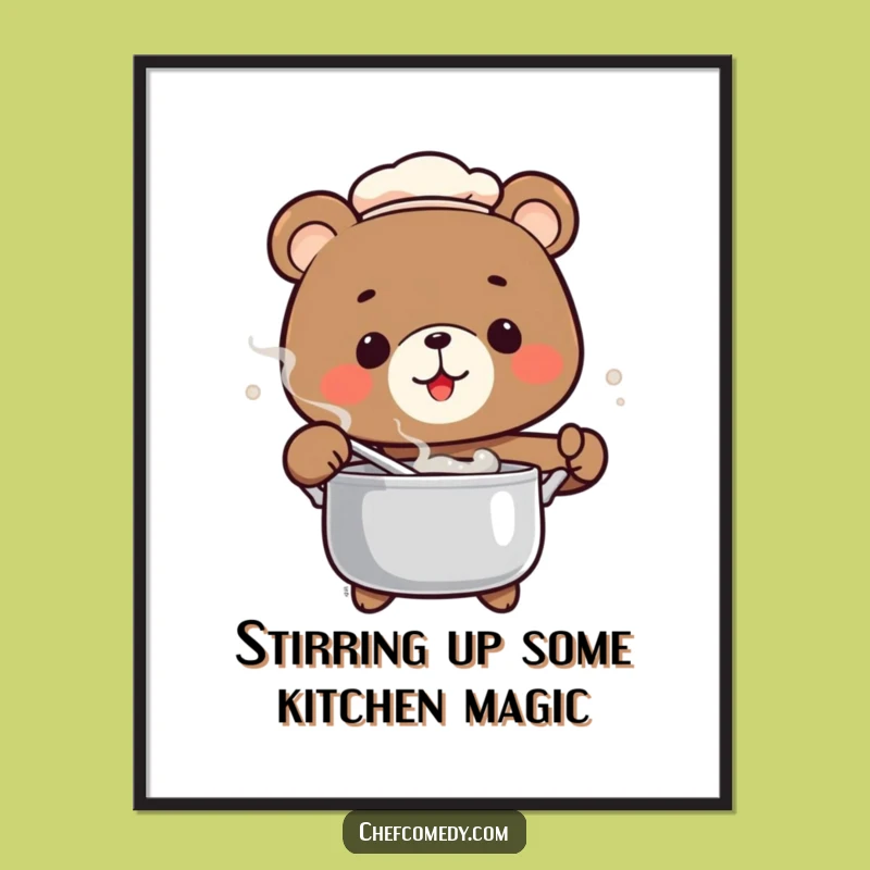 Free Printable Bear Chef Wall Art: Funny Downloadable Kitchen Decor for Food Lovers