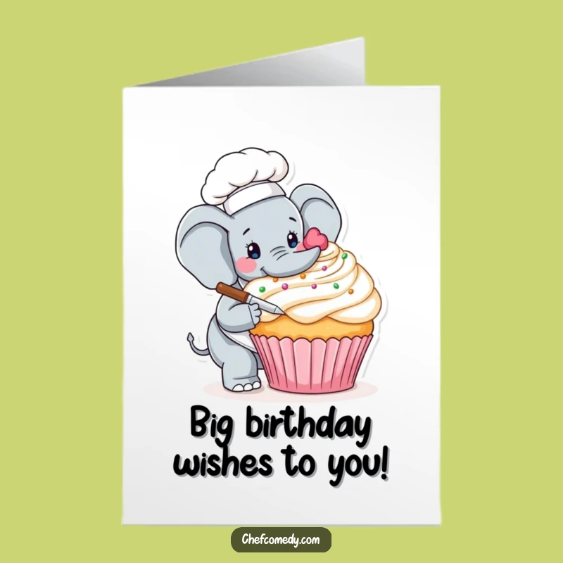 Free Printable Elephant Birthday Card: Giant Cupcake Decorating Fun Download
