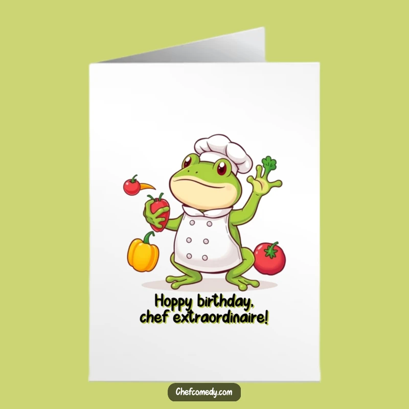 Free Printable Frog Chef Birthday Card: Funny Downloadable Gift For Veggie Lovers