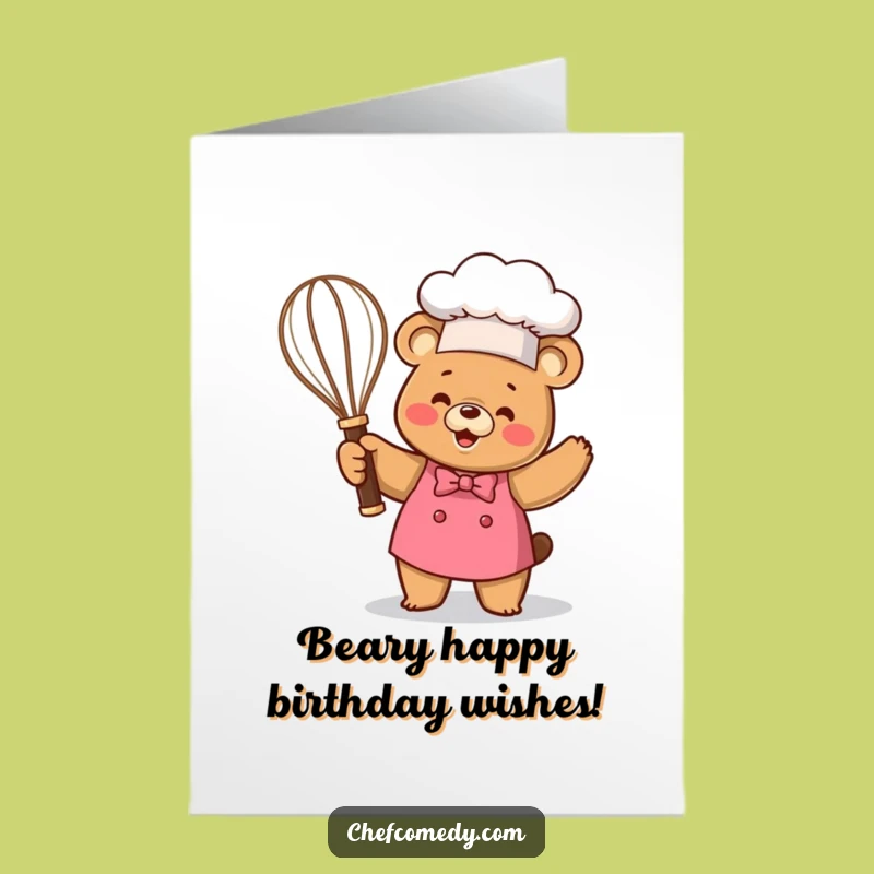 Free Printable Kawaii Bear Chef Birthday Card - Whisk Master Celebration!