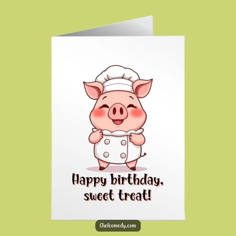 Free Printable Pig Chef Birthday Card: Giant Cupcake Humor, Chef Downloadable Gift