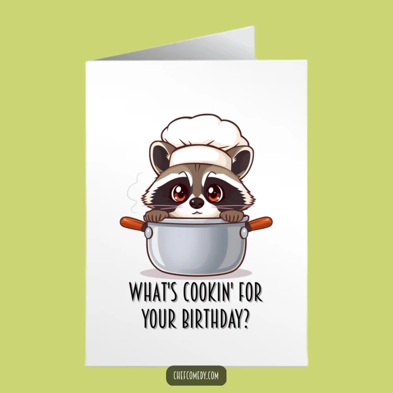 Free Printable Raccoon Chef Birthday Card: Funny Downloadable Gift for Foodies