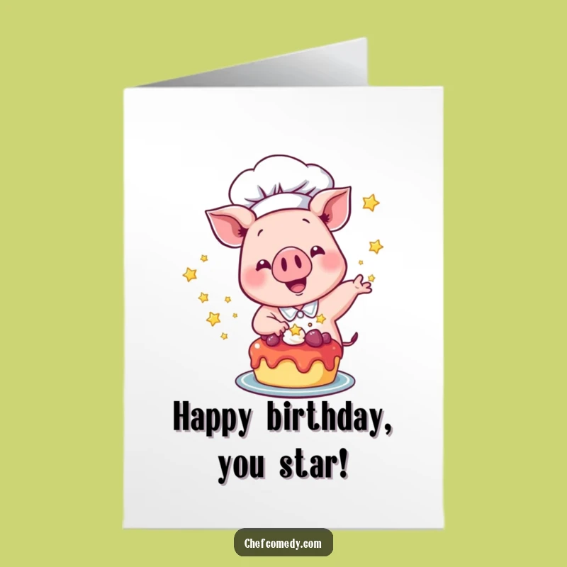 Sparkling Pig Chef Birthday Card Free Printable: Sweet Celebration Downloadable Gift