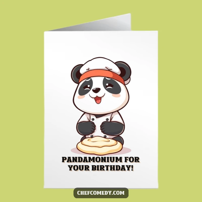 Free Printable Birthday Card: Panda Chef Dough Kneading, Funny Downloadable Gift