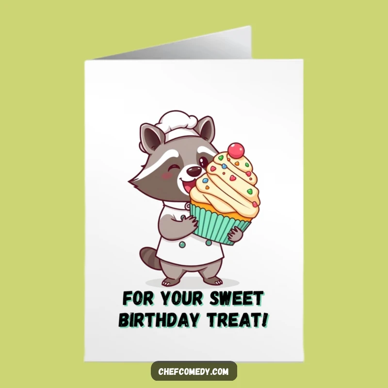 Raccoon Chef Birthday Card: Free Printable & Funny Cupcake Surprise!