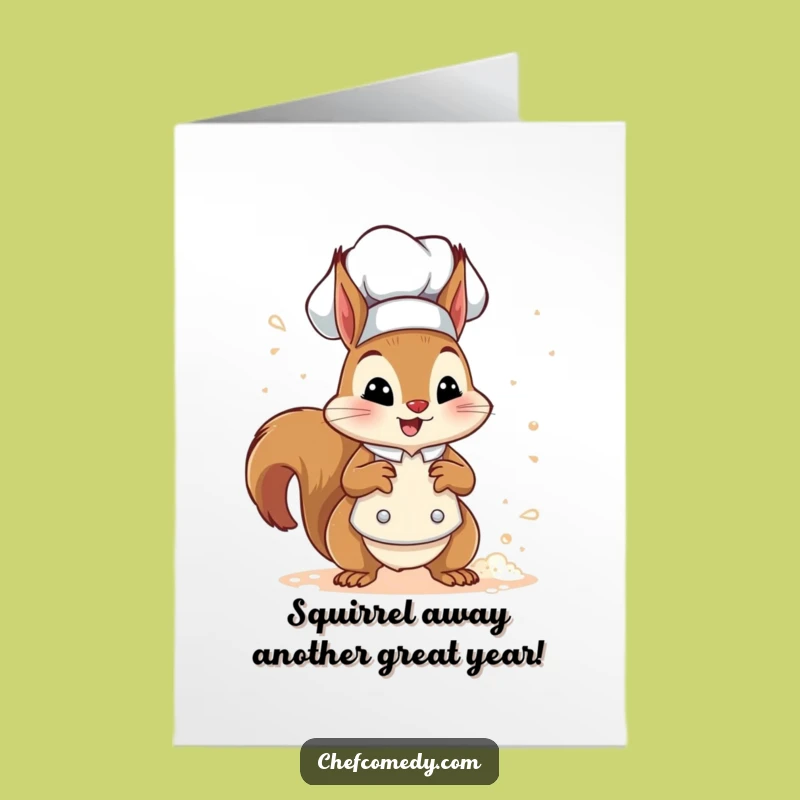 Free Printable Squirrel Chef Birthday Card: Funny Downloadable Gift for Bakers