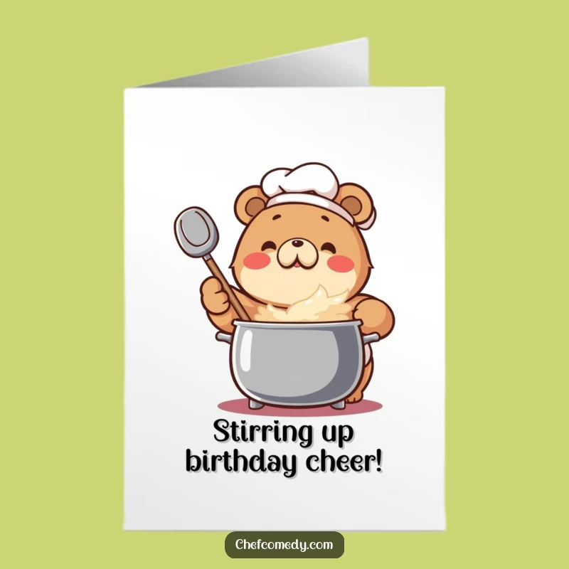 Free Printable Bear Chef Birthday Card: Funny Downloadable Gift for Big Celebrations!