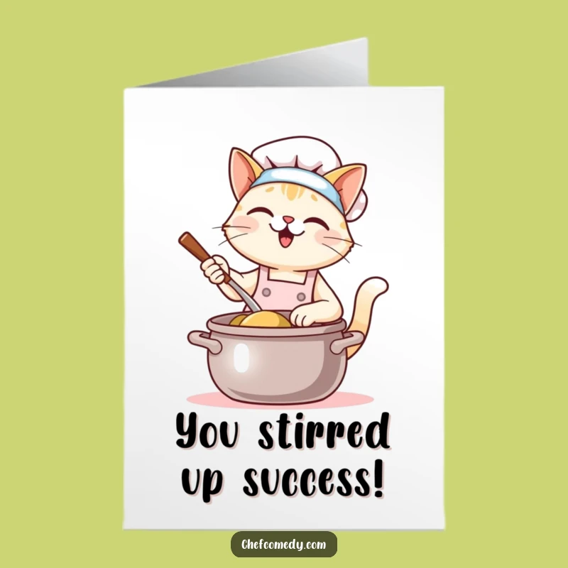 Free Printable Cat Chef Congrats Card - Joyful Stirring Downloadable