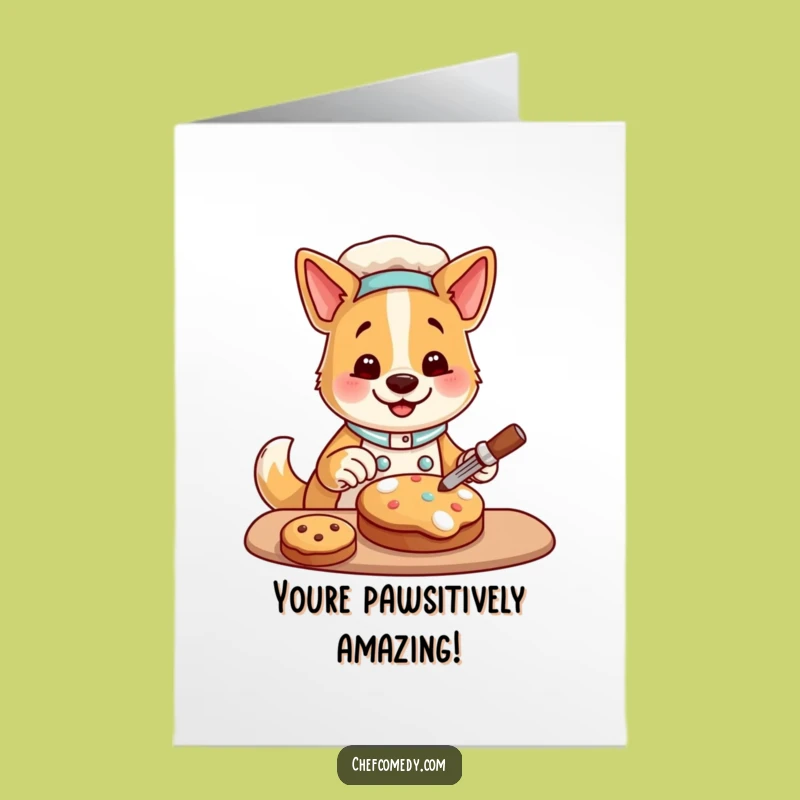Free Printable Congrats Card: Dog Chef Cookie, Downloadable Sweet Success Humor