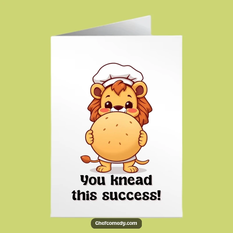 Free Printable Congrats Card: Lion Chef Bread Success, Funny Downloadable Gift