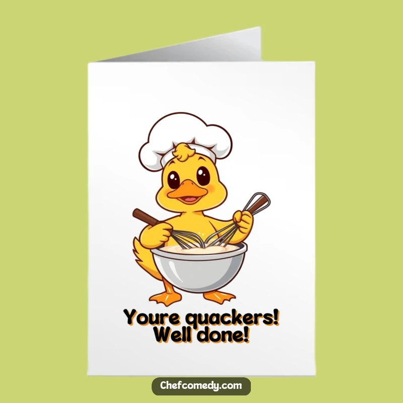 Free Printable Duck Chef Congrats Card: Whisked To Success Downloadable