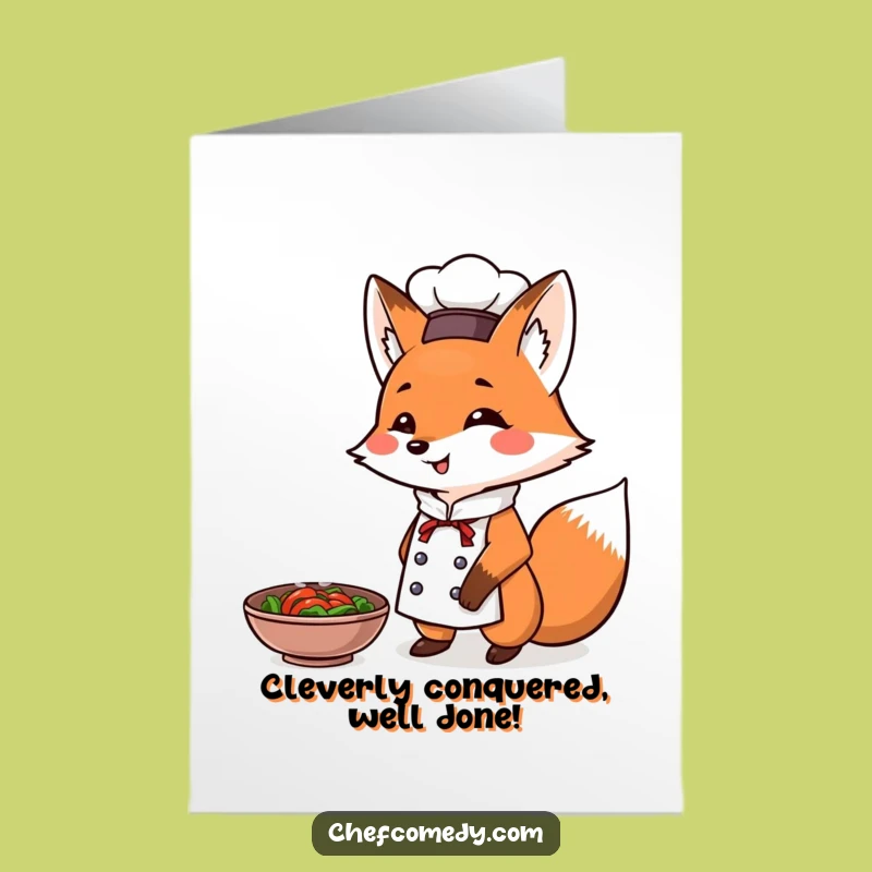 Free Printable Fox Chef Congrats Card: Culinary Star Downloadable Gift