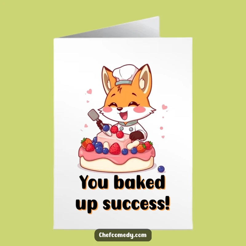 Free Printable Fox Chef Congrats Card: Hilarious Downloadable Art for Big Wins