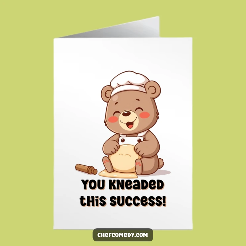 Free Printable Giggling Bear Chef Dough Congrats Card - Downloadable DIY Celebration