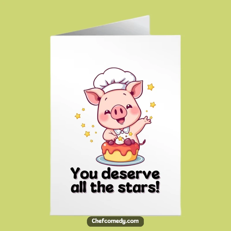Free Printable Pig Chef Congrats Card: Star Baker Downloadable Gift