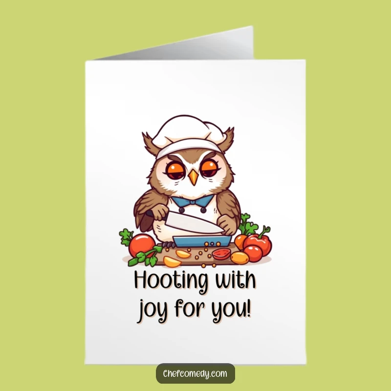 Free Printable Kawaii Owl Chef Congrats Card - Perfectly Chopped Success!