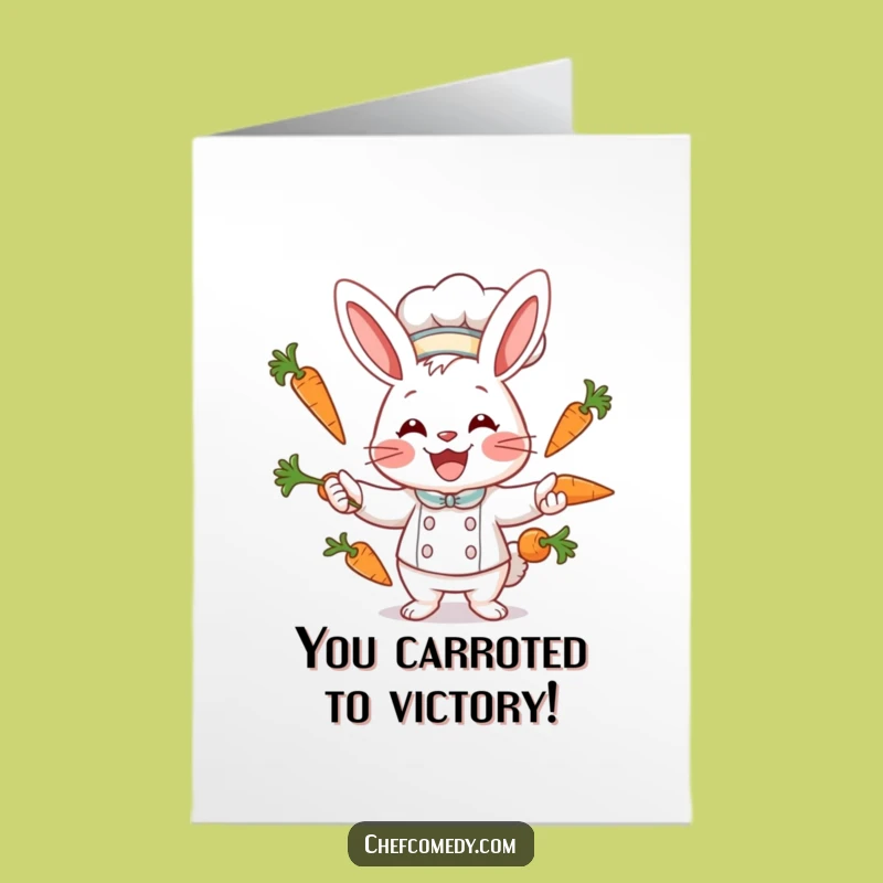 Free Printable Congrats Card: Rabbit Chef Carrot Juggling, Funny Downloadable Gift