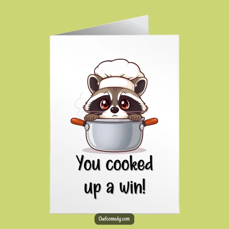 Free Printable Raccoon Chef Congrats Card: Funny Downloadable Gift for New Adventures