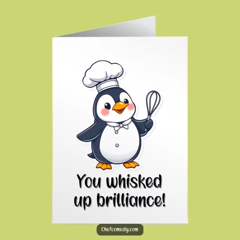 Free Printable Penguin Chef Congrats Card: Hilarious Downloadable for Your Big Win