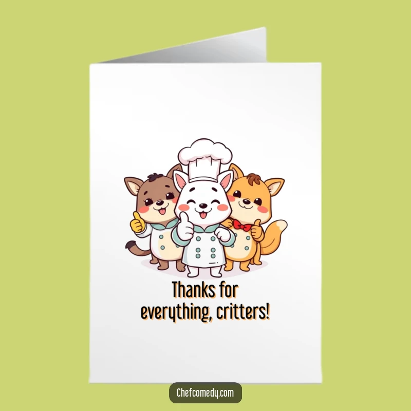 Free Printable Animal Chefs Thank You Card: Funny Downloadable Gift For Appreciation