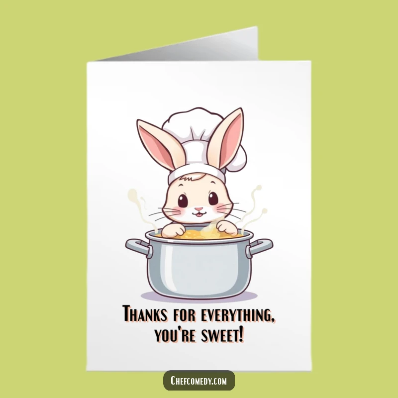 Free Printable Funny Rabbit Chef Thank You Card - Bubbling Pot Gift