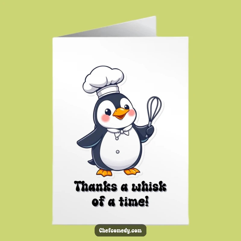 Free Printable Penguin Chef Thank You Card: Funny Downloadable Gratitude