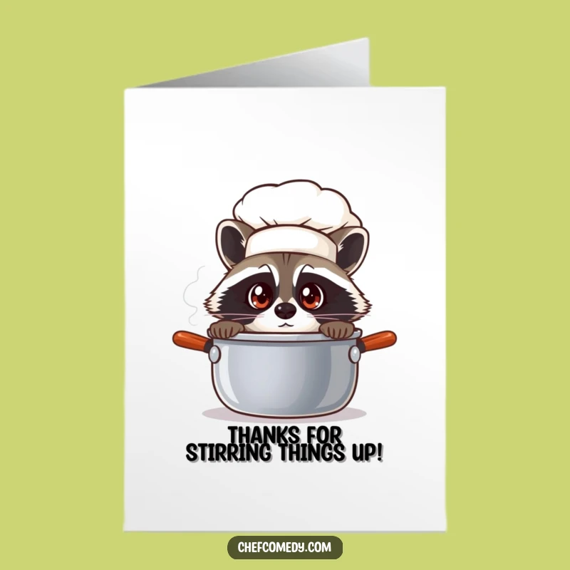 Free Printable Raccoon Chef Thank You Card: Funny Downloadable Gift of Appreciation