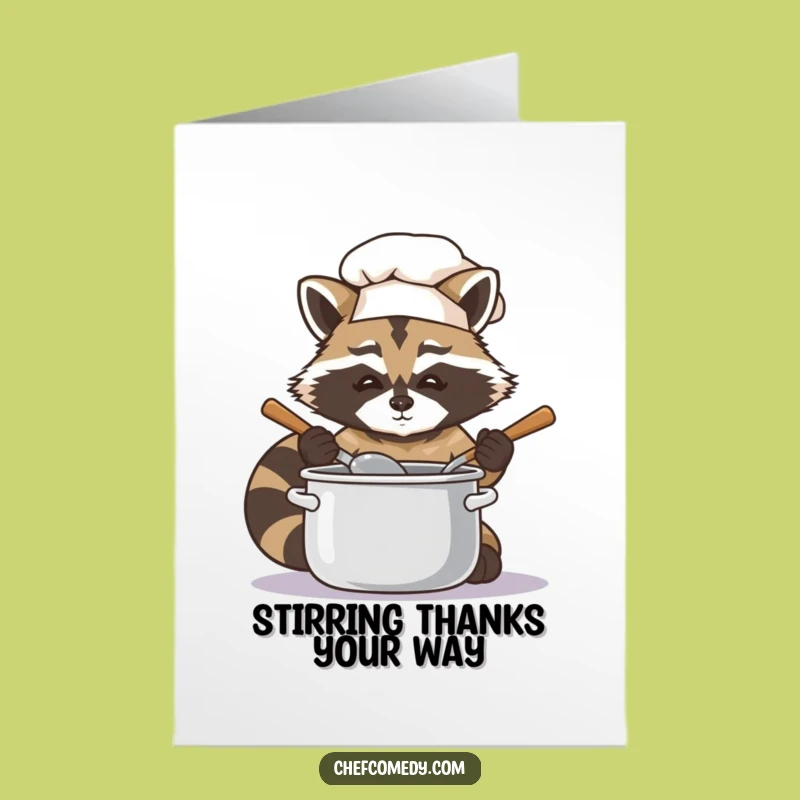 Free Printable Raccoon Chef Thank You Card - Grateful Downloadable
