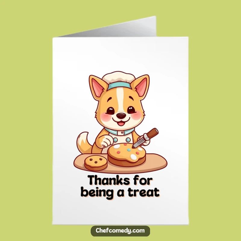 Free Printable Thank You Card: Dog Chef Cookie, Downloadable Gratitude Sweet Humor