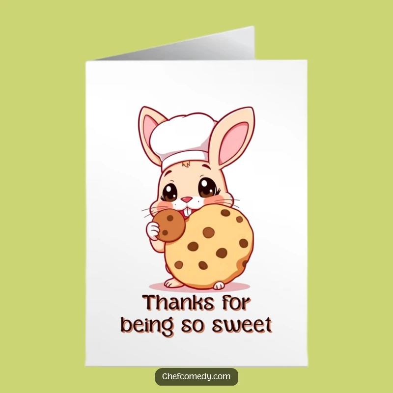 Rabbit Chef Thank You Card Free Printable: Cookie Gratitude Downloadable Gift