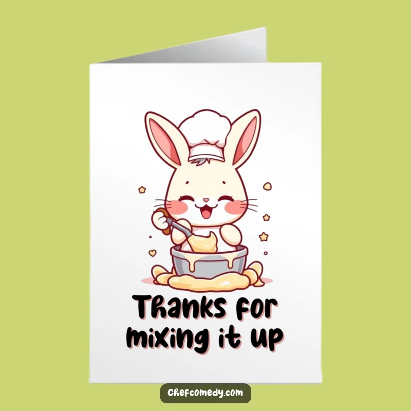 Free Printable Thank You Card: Rabbit Chef Baking, Downloadable Gratitude Humor