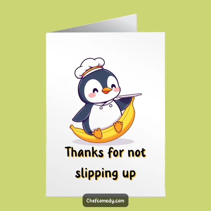 Penguin Chef Thank You Card Free Printable: Comical Animal Downloadable Gift