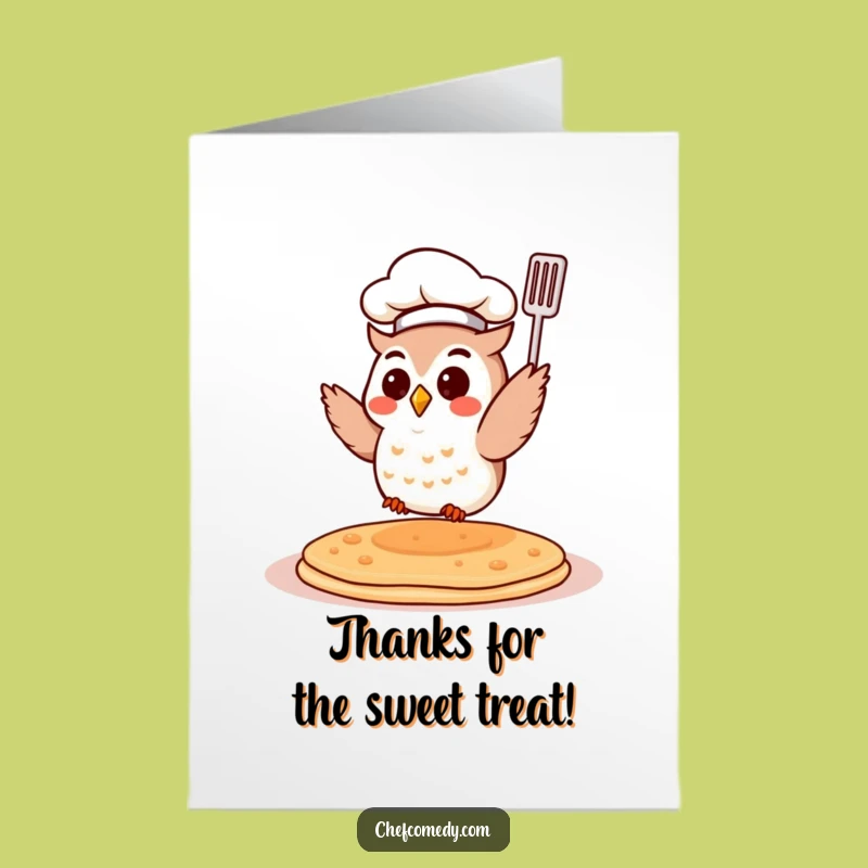 Free Printable Chef Owl Thank You Card - Cute Pancake Gift