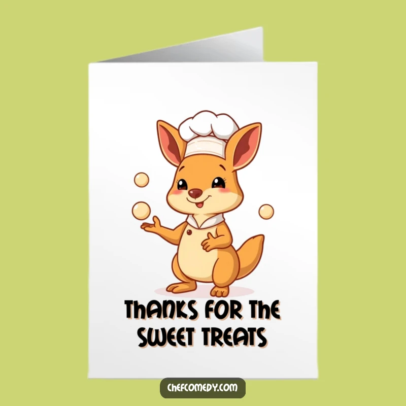 Free Printable Thank You Card: Kangaroo Chef, Juggling Dough, Downloadable Gift