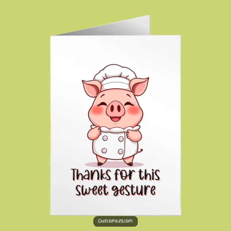 Free Printable Pig Chef Thank You Card: Sweet Cupcake Gratitude Downloadable