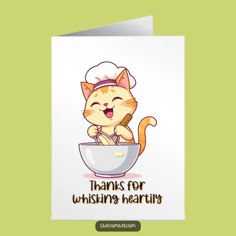 Free Printable Cat Chef Thank You Card: Whisking Gratitude, Chef Downloadable