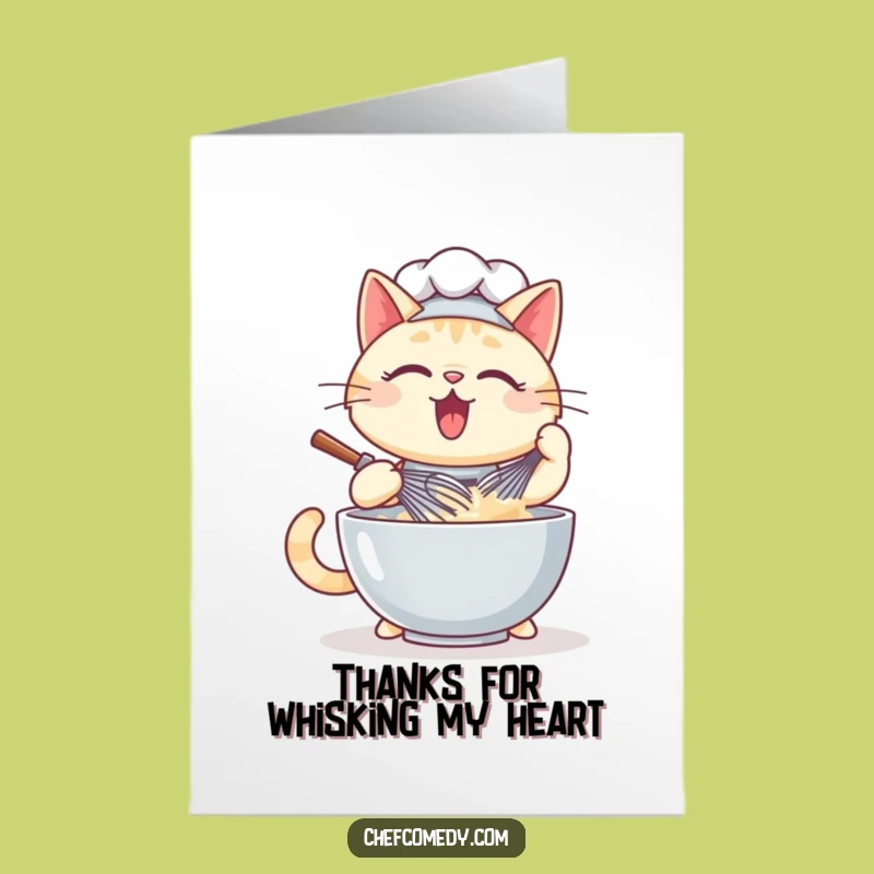 Free Printable Funny Cat Thank You Card: Whisked Thanks - Downloadable Chef Gift
